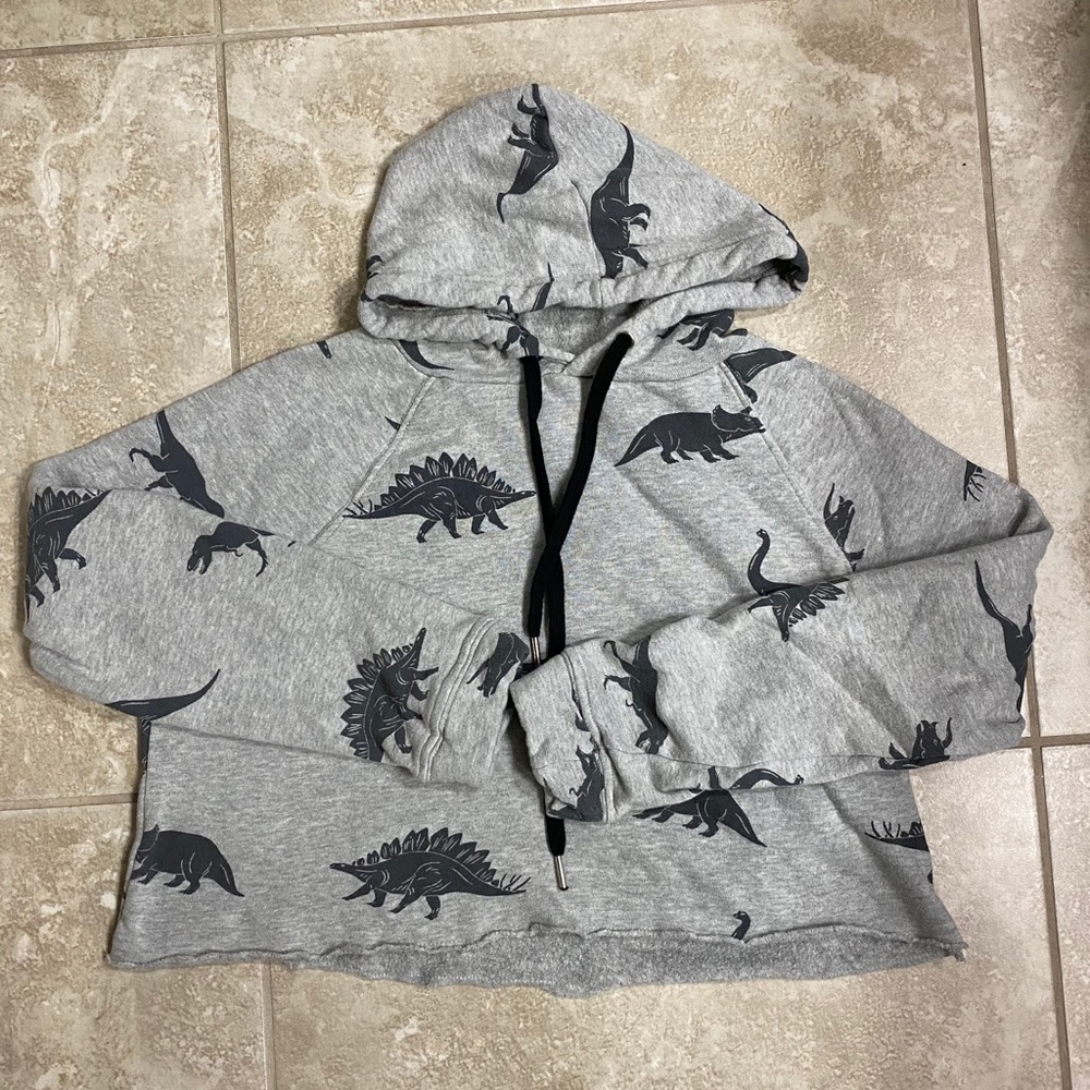 Women’s Cropped Hoodie Dinosaur Print S